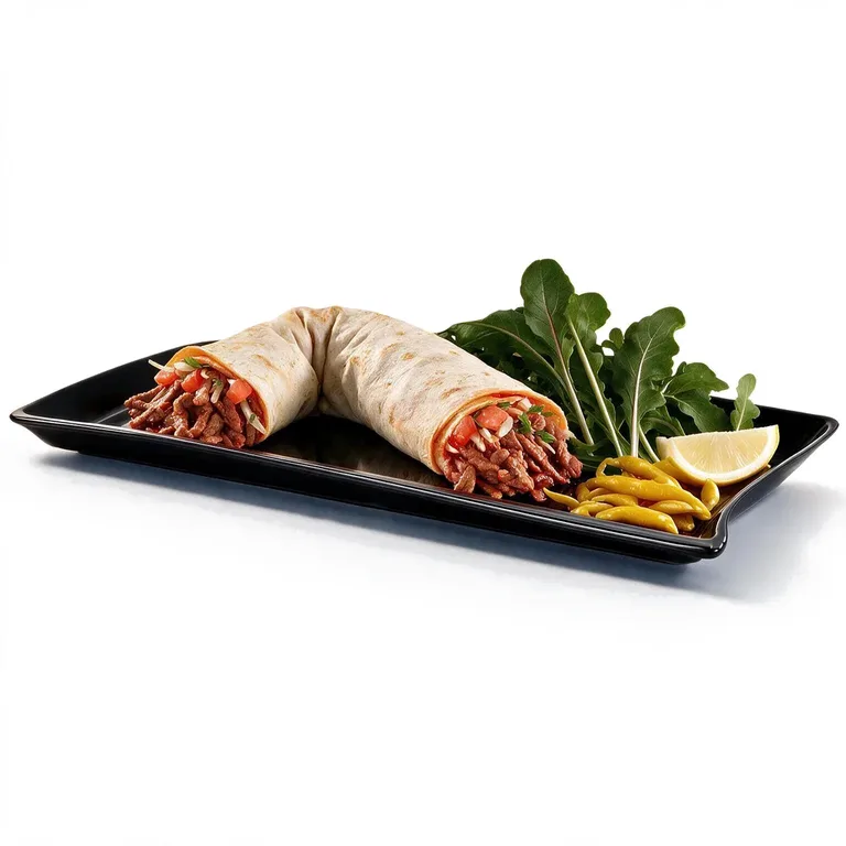 Tantuni by Muppets dana etli dürüm tantuni, roka, biber turşusu ve limonla